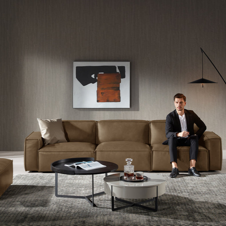 KUKA #1092 3-Seater/L-Shape Minimalist Design Top Grain Leather Sofa (Factory Direct) picket and rail