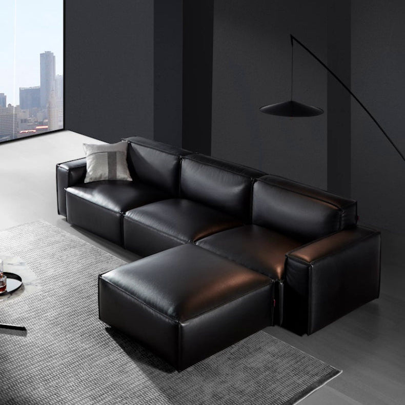 KUKA #1092 3-Seater/L-Shape Minimalist Design Top Grain Leather Sofa (Factory Direct) picket and rail