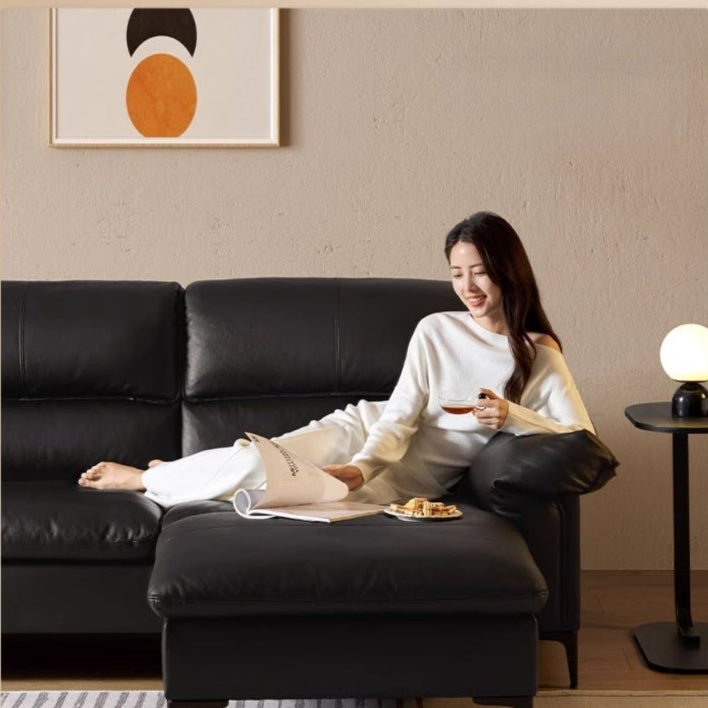 KUKA #1092 3-Seater/L-Shape Minimalist Design Top Grain Leather Sofa (Factory Direct) picket and rail