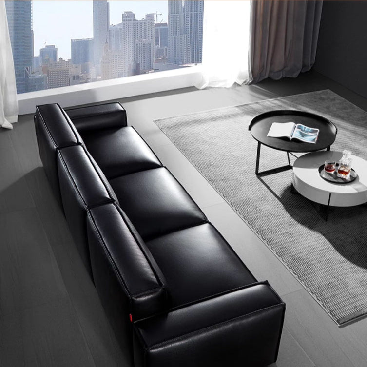 KUKA #1092 3-Seater/L-Shape Minimalist Design Top Grain Leather Sofa (Factory Direct) picket and rail