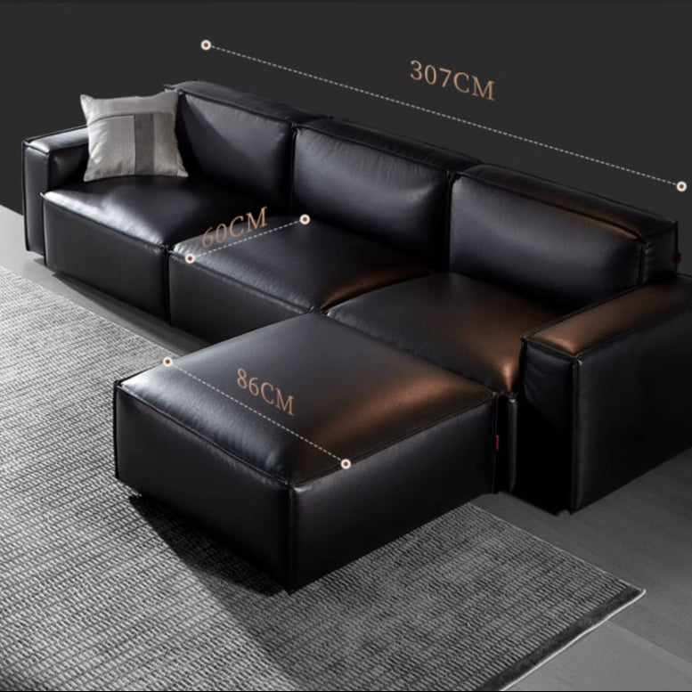KUKA #1092 3-Seater/L-Shape Minimalist Design Top Grain Leather Sofa (Factory Direct) picket and rail