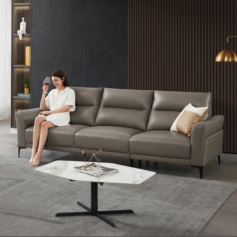 KUKA #1099 3-Seater Minimalist Design Top Grain Leather Sofa (Factory Direct) picket and rail