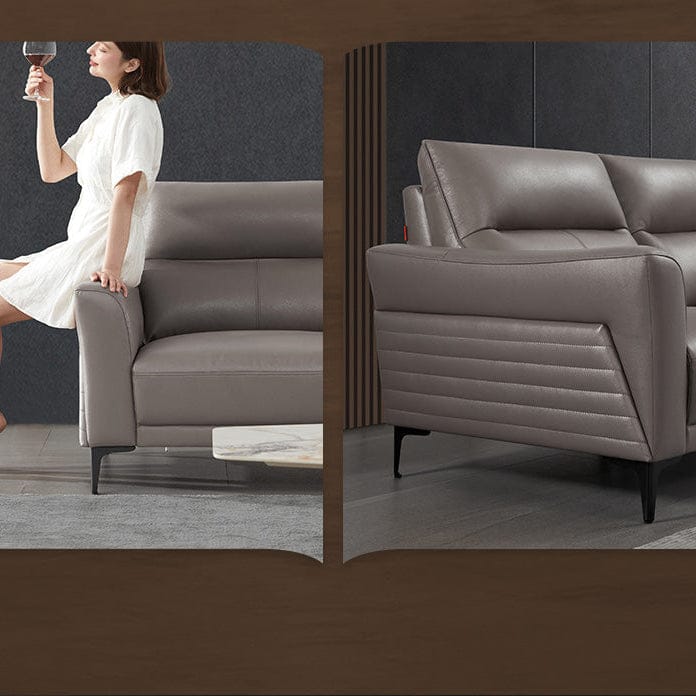 KUKA #1099 3-Seater Minimalist Design Top Grain Leather Sofa (Factory Direct) picket and rail