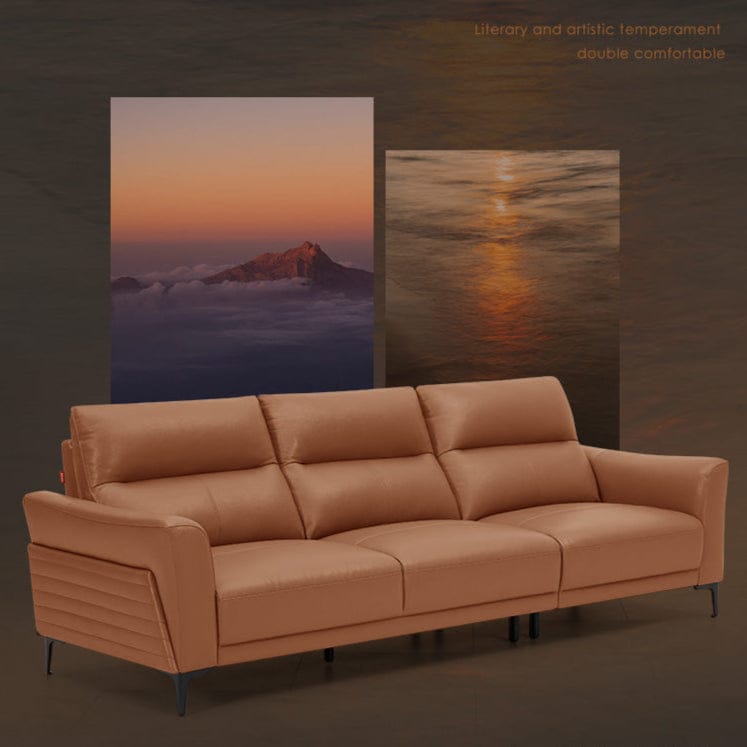 KUKA #1099 3-Seater Minimalist Design Top Grain Leather Sofa (Factory Direct) picket and rail