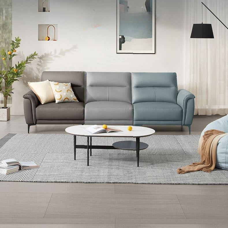 KUKA #1105 3-Seater/L-Shape  Minimalist Design Top Grain Leather Sofa (Factory Direct) picket and rail