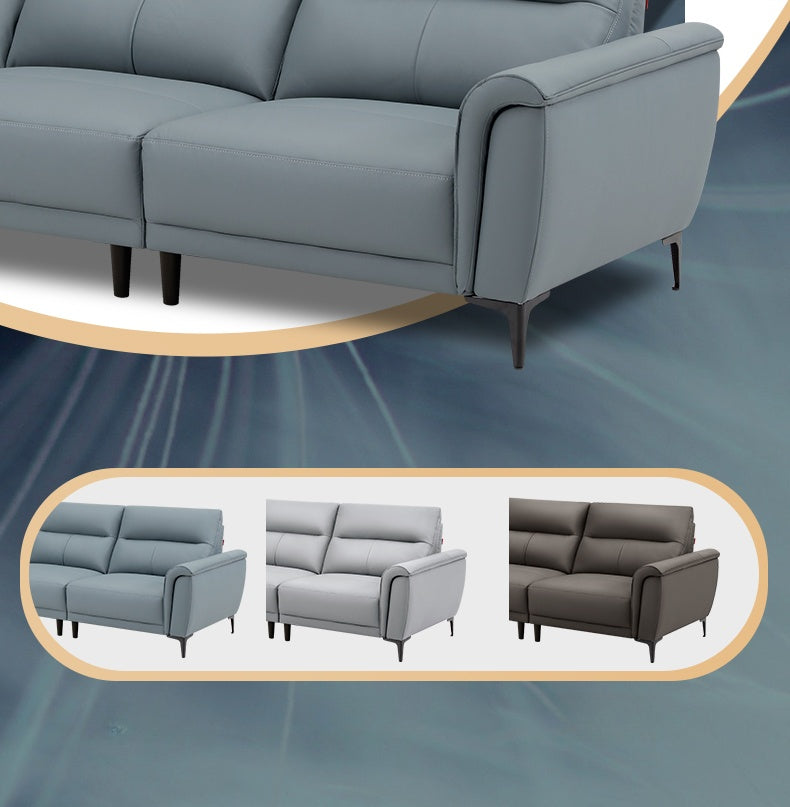 KUKA #1105 3-Seater/L-Shape  Minimalist Design Top Grain Leather Sofa (Factory Direct) picket and rail