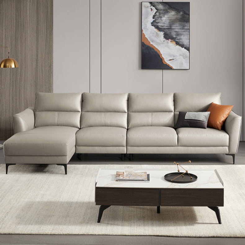 KUKA #1107 L-Shape Minimalist Design Top Grain Leather Sofa (Factory Direct) picket and rail