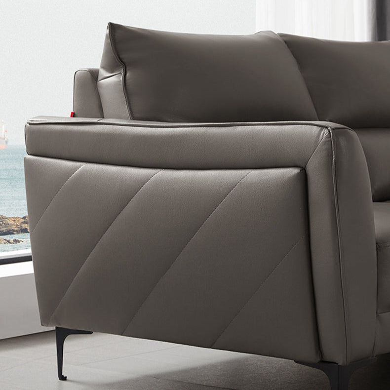 KUKA #1107 L-Shape Minimalist Design Top Grain Leather Sofa (Factory Direct) picket and rail