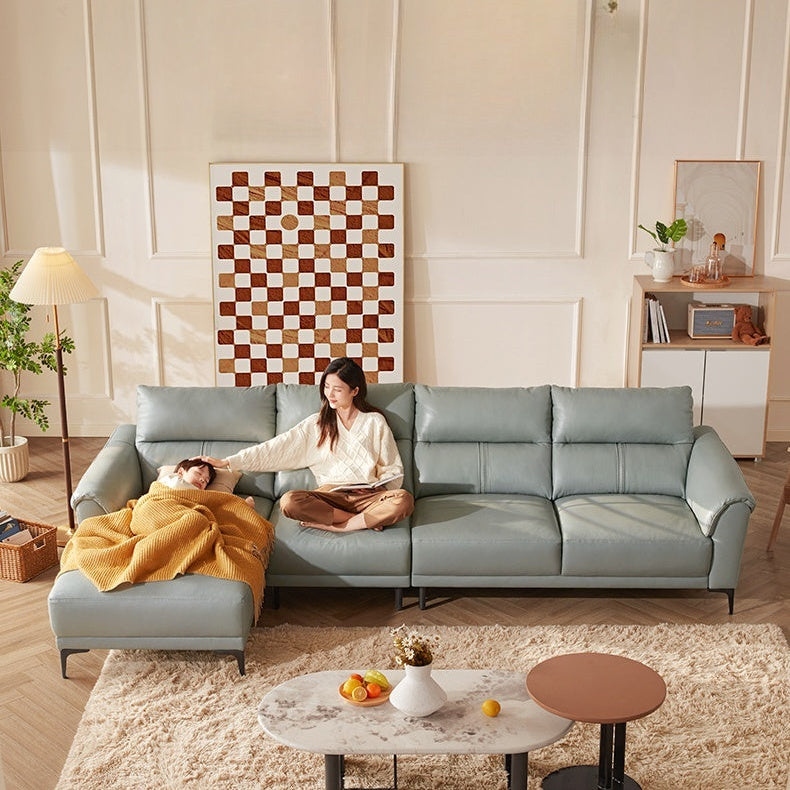 KUKA #1111 3-Seater-Shape Minimalist Design Top Grain Leather Sofa (Factory Direct) picket and rail