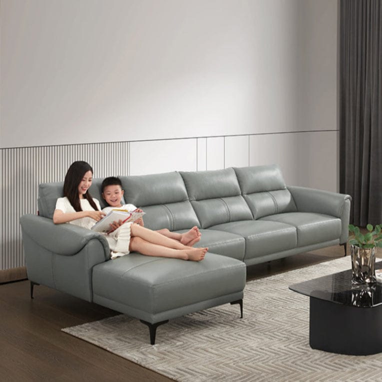 KUKA #1111 3-Seater-Shape Minimalist Design Top Grain Leather Sofa (Factory Direct) picket and rail