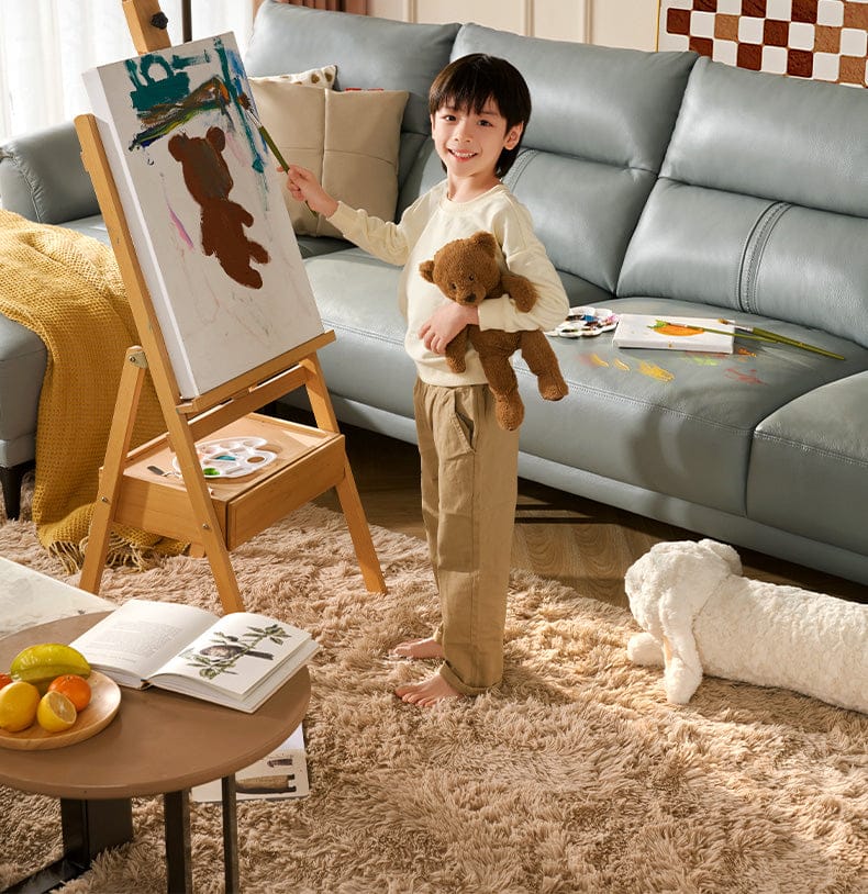 KUKA #1111 3-Seater-Shape Minimalist Design Top Grain Leather Sofa (Factory Direct) picket and rail