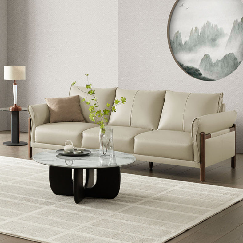 KUKA #1118 3-Seater Minimalist Design Top Grain Leather Sofa (Factory Direct) picket and rail