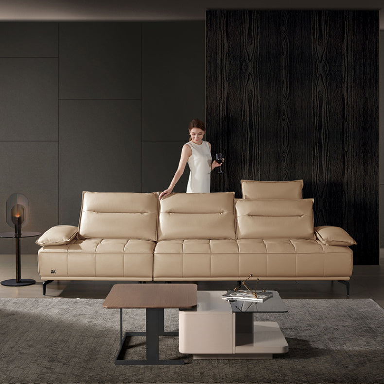 KUKA #1123 3-Seater Minimalist Design Top Grain Leather Sofa (Factory Direct) picket and rail