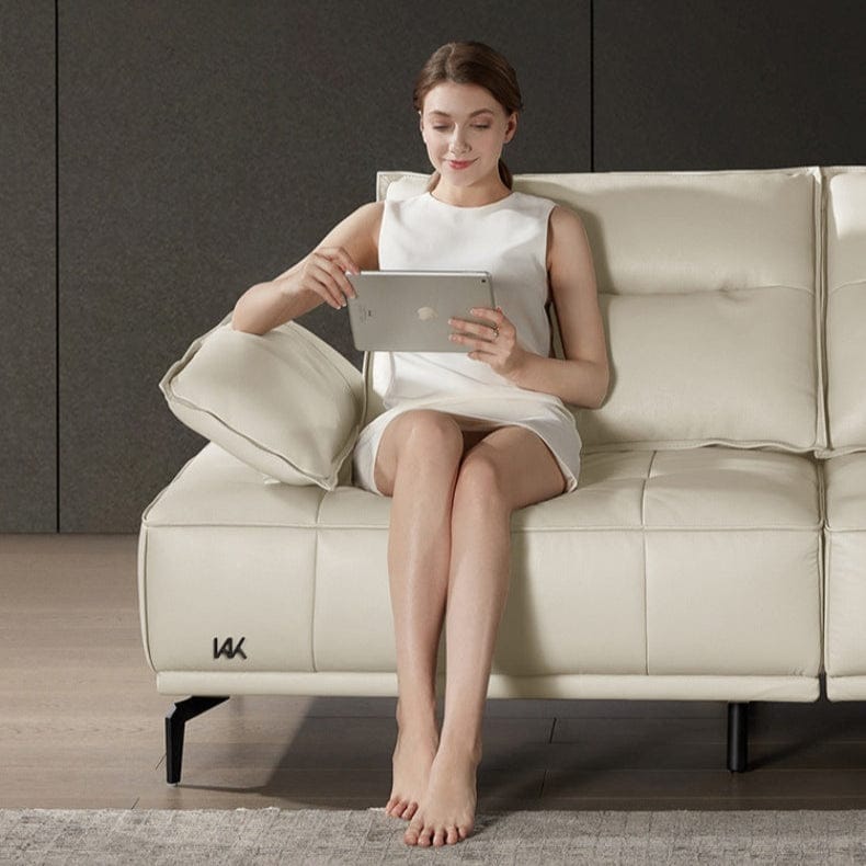 KUKA #1123 3-Seater Minimalist Design Top Grain Leather Sofa (Factory Direct) picket and rail