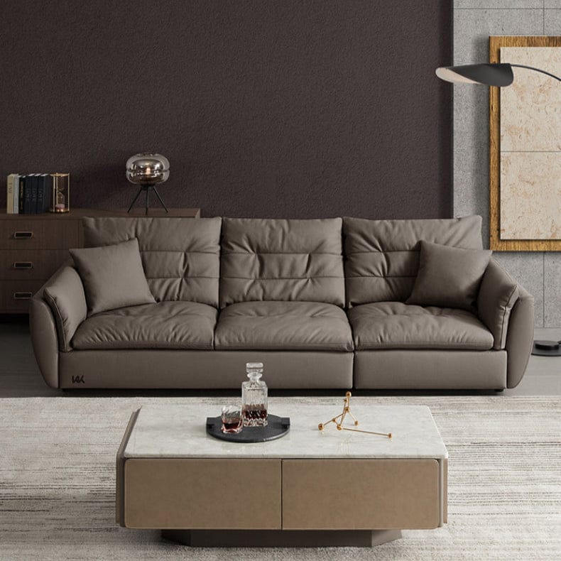 KUKA #1138 3-Seater 2.71m Minimalist Design Top Grain Leather Sofa (Factory Direct) picket and rail