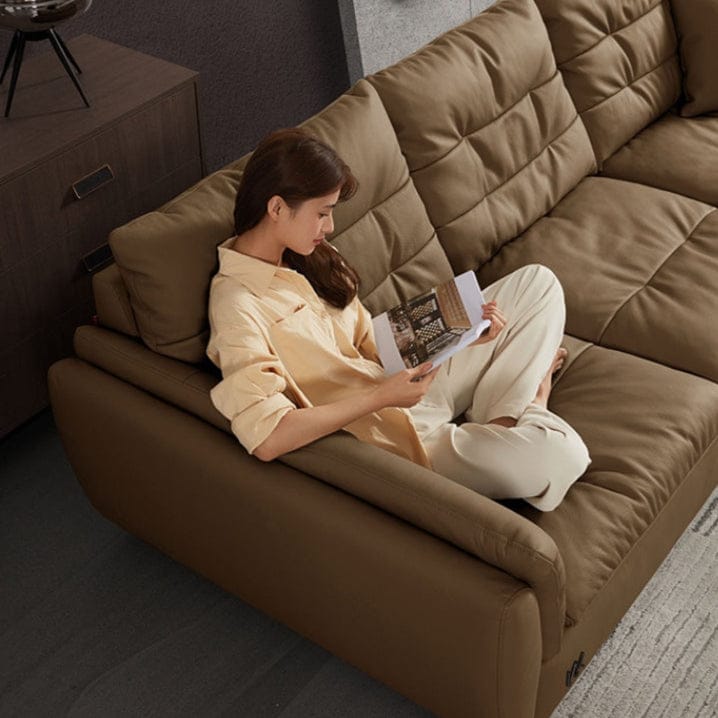 KUKA #1138 3-Seater 2.71m Minimalist Design Top Grain Leather Sofa (Factory Direct) picket and rail