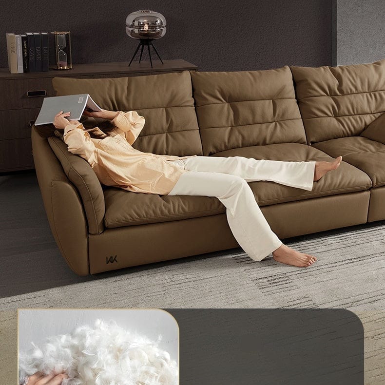 KUKA #1138 3-Seater 2.71m Minimalist Design Top Grain Leather Sofa (Factory Direct) picket and rail