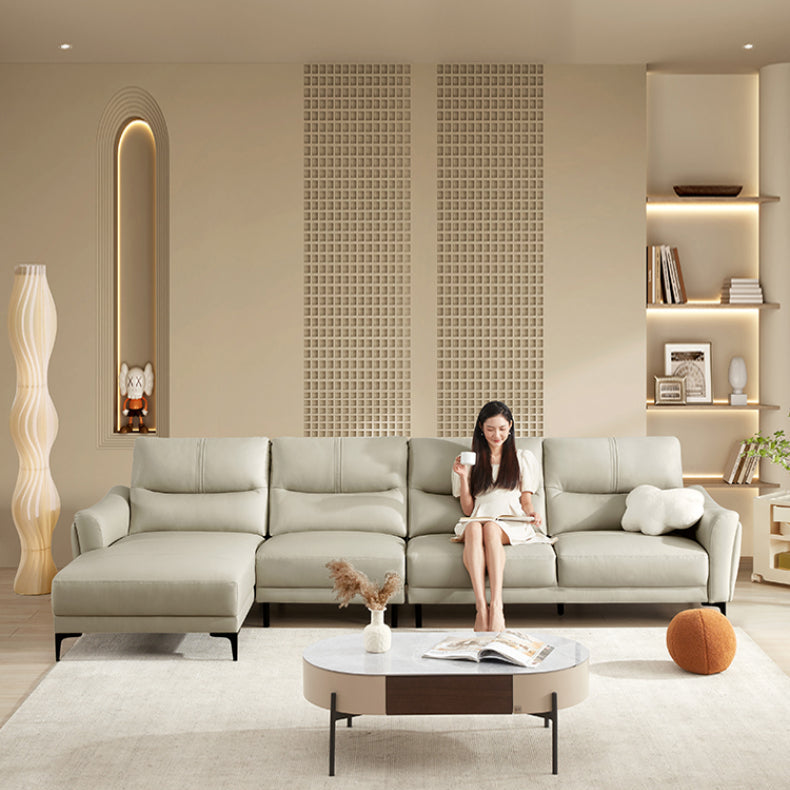 KUKA #1156 3-Seater/L-Shape Minimalist Design Top Grain Leather Sofa (Factory Direct) picket and rail