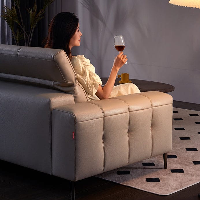 KUKA #1161 3-Seater 2.82m Minimalist Design Top Grain Leather Sofa (Factory Direct) picket and rail