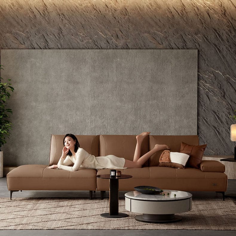 KUKA #1162 3-Seater Minimalist Design Top Grain Leather Daybed Sofa (Factory Direct) picket and rail