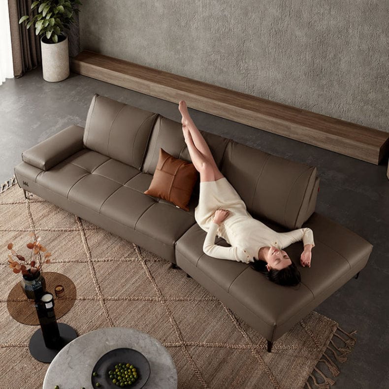 KUKA #1162 3-Seater Minimalist Design Top Grain Leather Daybed Sofa (Factory Direct) picket and rail