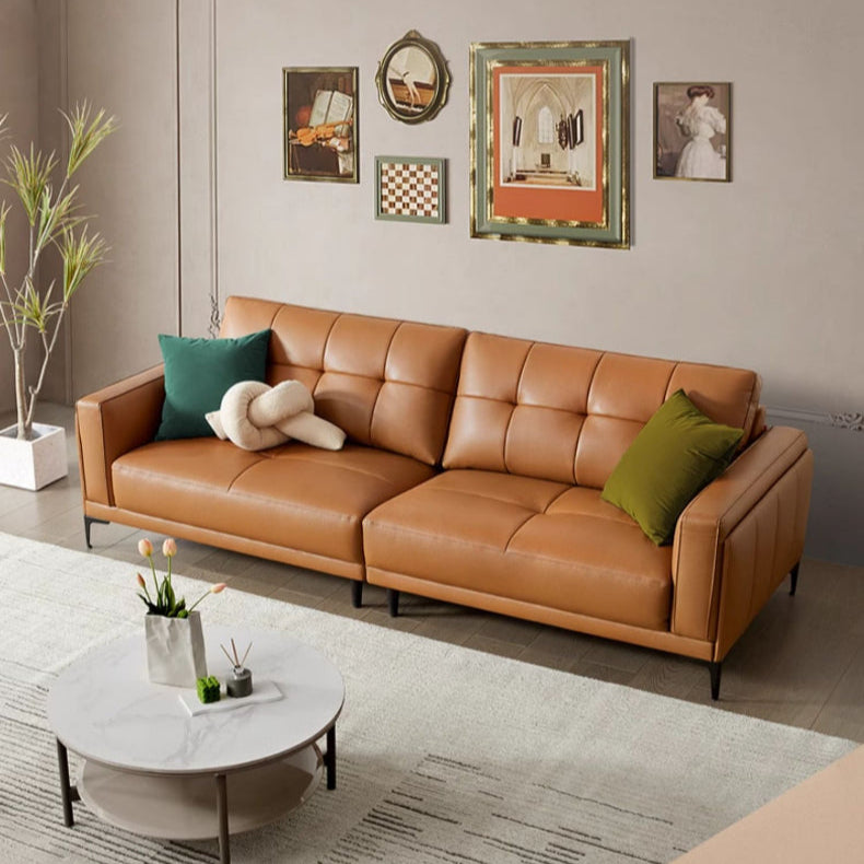 KUKA #1165 3-Seater Minimalist Design Top Grain Leather Sofa (Factory Direct) picket and rail