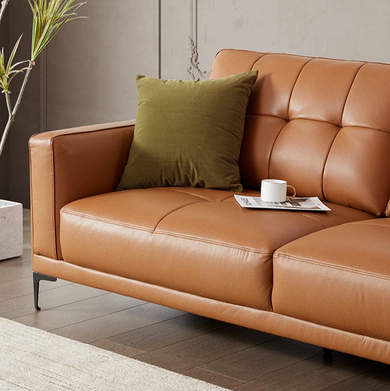 KUKA #1165 3-Seater Minimalist Design Top Grain Leather Sofa (Factory Direct) picket and rail