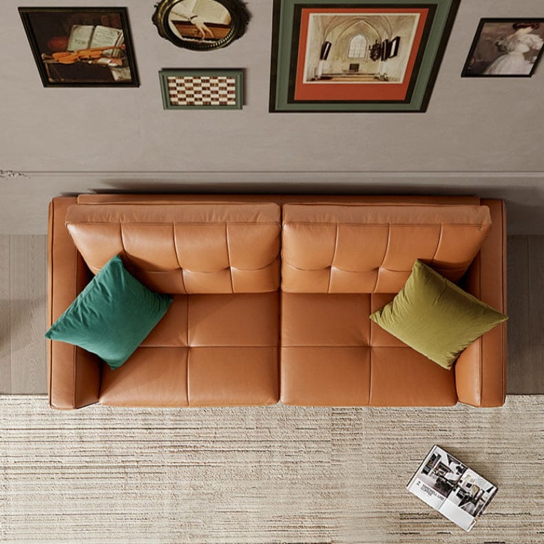 KUKA #1165 3-Seater Minimalist Design Top Grain Leather Sofa (Factory Direct) picket and rail