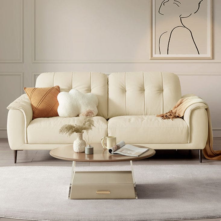 KUKA #1166 3-Seater Compact Minimalist Design Top Grain Leather Sofa (Factory Direct) picket and rail