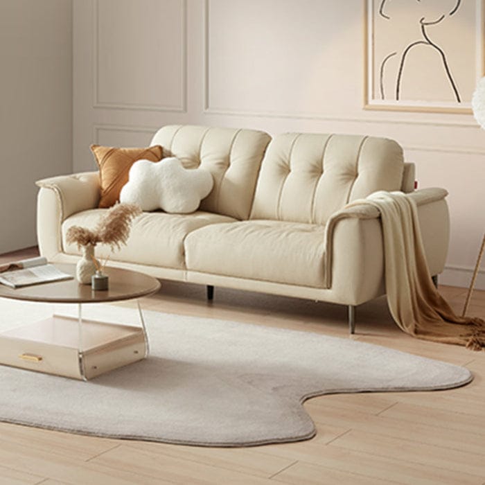 KUKA #1166 3-Seater Compact Minimalist Design Top Grain Leather Sofa (Factory Direct) picket and rail