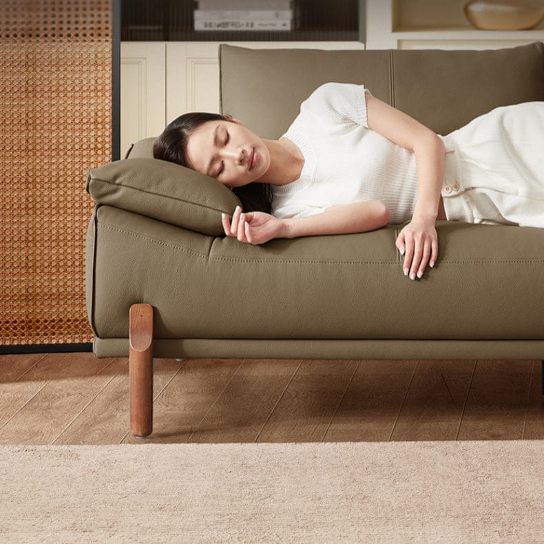 KUKA #1168 3-Seater Minimalist Design Top Grain Leather Sofa (Factory Direct) picket and rail