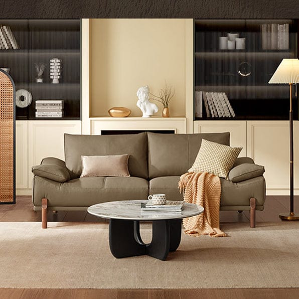 KUKA #1168 3-Seater Minimalist Design Top Grain Leather Sofa (Factory Direct) picket and rail