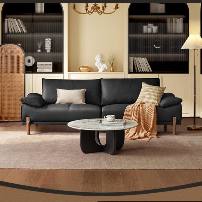 KUKA #1168 3-Seater Minimalist Design Top Grain Leather Sofa (Factory Direct) picket and rail