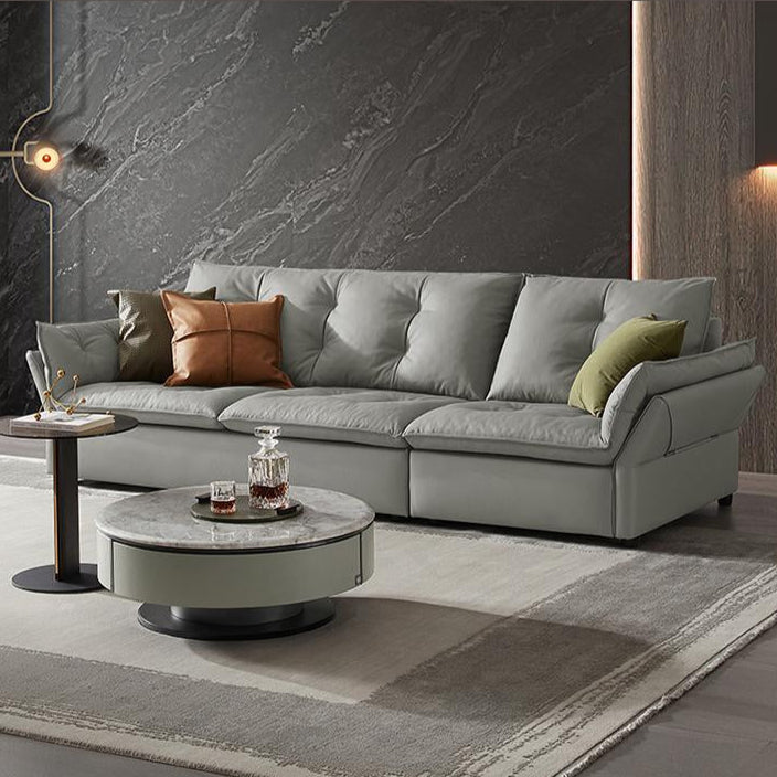 KUKA #1171 3-Seater Minimalist Design Top Grain Leather Sofa (Factory Direct) picket and rail