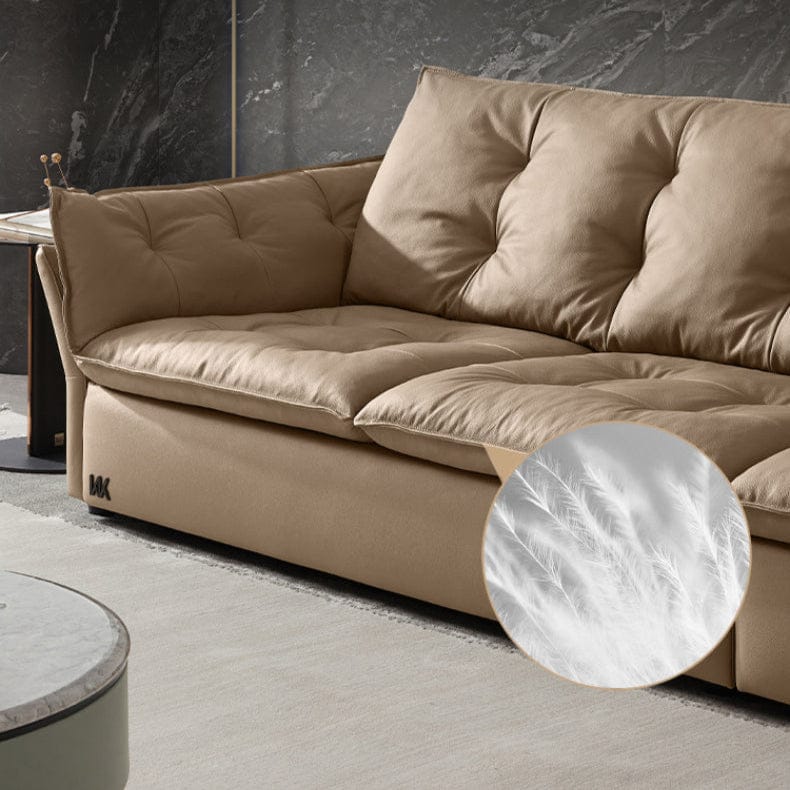 KUKA #1171 3-Seater Minimalist Design Top Grain Leather Sofa (Factory Direct) picket and rail