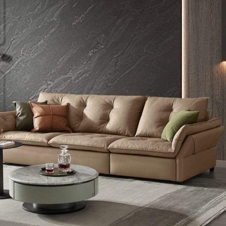 KUKA #1171 3-Seater Minimalist Design Top Grain Leather Sofa (Factory Direct) picket and rail