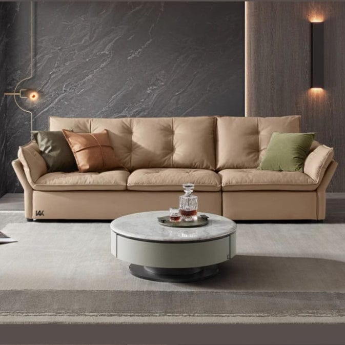 KUKA #1171 3-Seater Minimalist Design Top Grain Leather Sofa (Factory Direct) picket and rail
