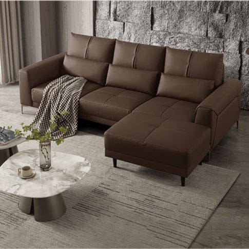KUKA #1179 3-Seater Minimalist Design Top Grain Leather Sofa with High Back and Adjustable Backrest (Factory Direct) picket and rail