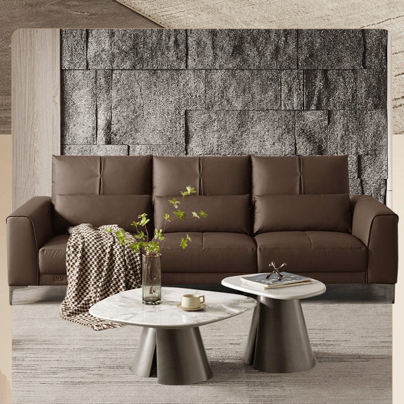 KUKA #1179 3-Seater Minimalist Design Top Grain Leather Sofa with High Back and Adjustable Backrest (Factory Direct) picket and rail