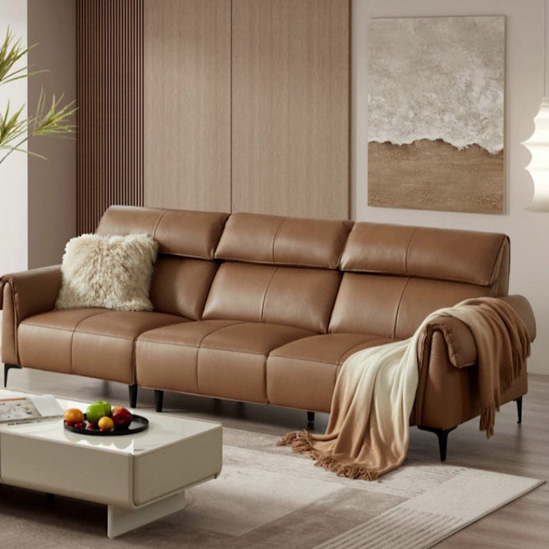 KUKA #1187 3-Seater Minimalist Design Top Grain Leather Sofa (Factory Direct) picket and rail