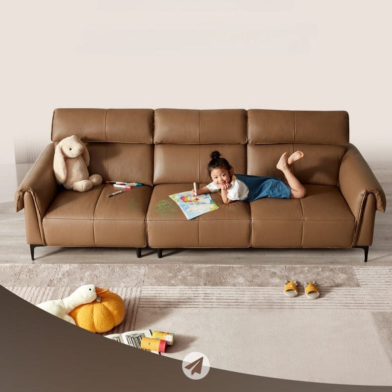 KUKA #1187 3-Seater Minimalist Design Top Grain Leather Sofa (Factory Direct) picket and rail