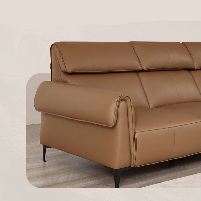 KUKA #1187 3-Seater Minimalist Design Top Grain Leather Sofa (Factory Direct) picket and rail
