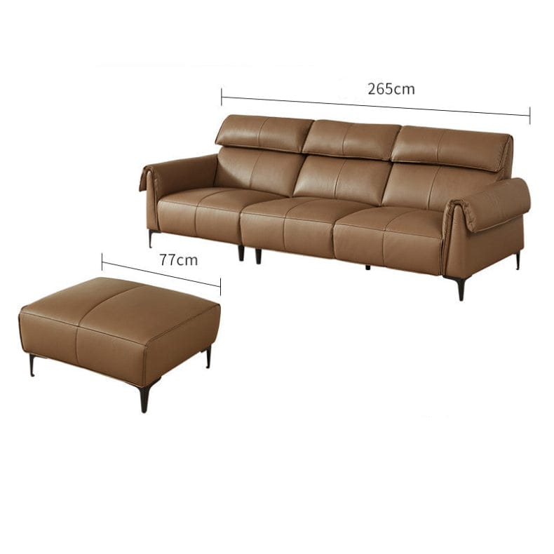KUKA #1187 3-Seater Minimalist Design Top Grain Leather Sofa (Factory Direct) picket and rail