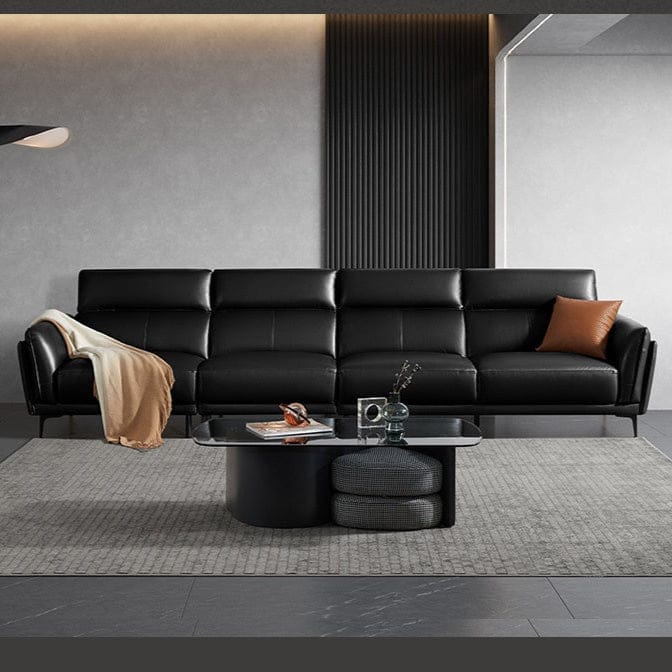 KUKA #1188 3-Seater Minimalist Design Top Grain Leather Sofa (Factory Direct) picket and rail
