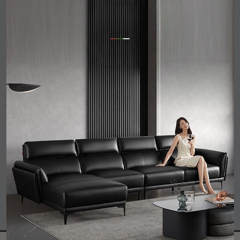 KUKA #1188 3-Seater Minimalist Design Top Grain Leather Sofa (Factory Direct) picket and rail