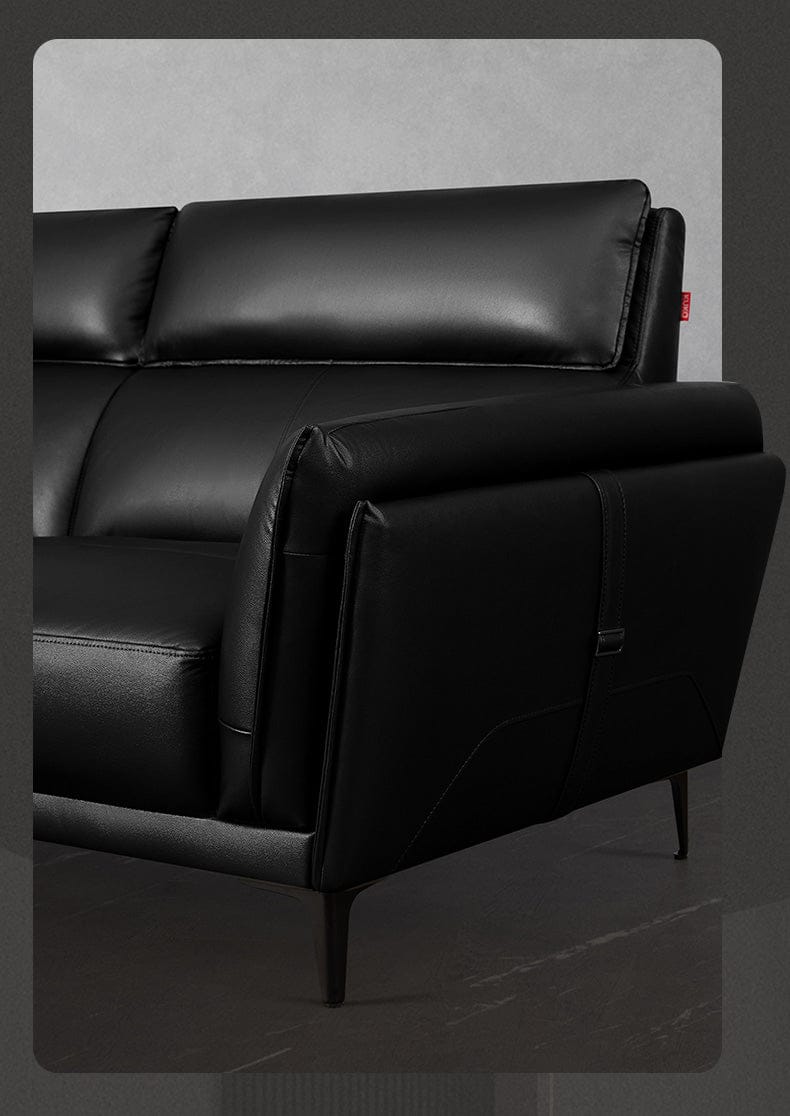 KUKA #1188 3-Seater Minimalist Design Top Grain Leather Sofa (Factory Direct) picket and rail