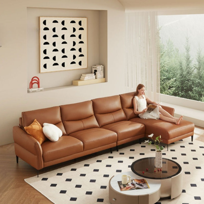 KUKA #1191 3-Seater/L-Shape Minimalist Design Top Grain Leather Sofa (Factory Direct) picket and rail