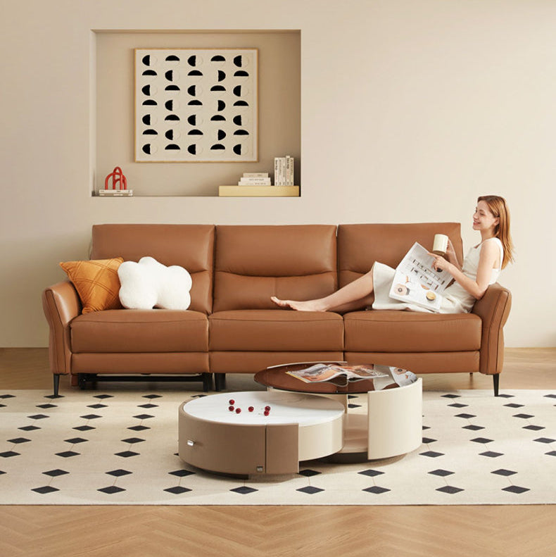 KUKA #1191 3-Seater/L-Shape Minimalist Design Top Grain Leather Sofa (Factory Direct) picket and rail