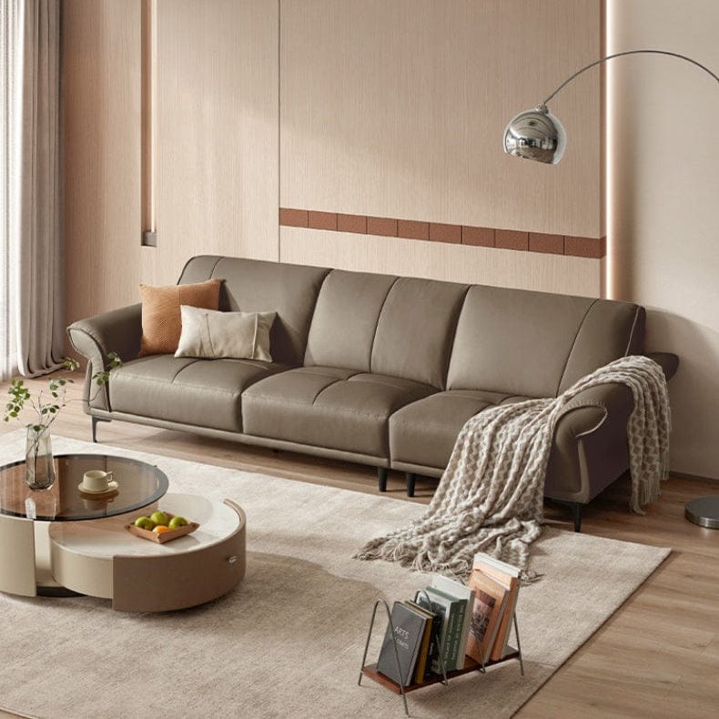 KUKA #1197 3-Seater Compact Minimalist Design Top Grain Leather Sofa (Factory Direct) picket and rail