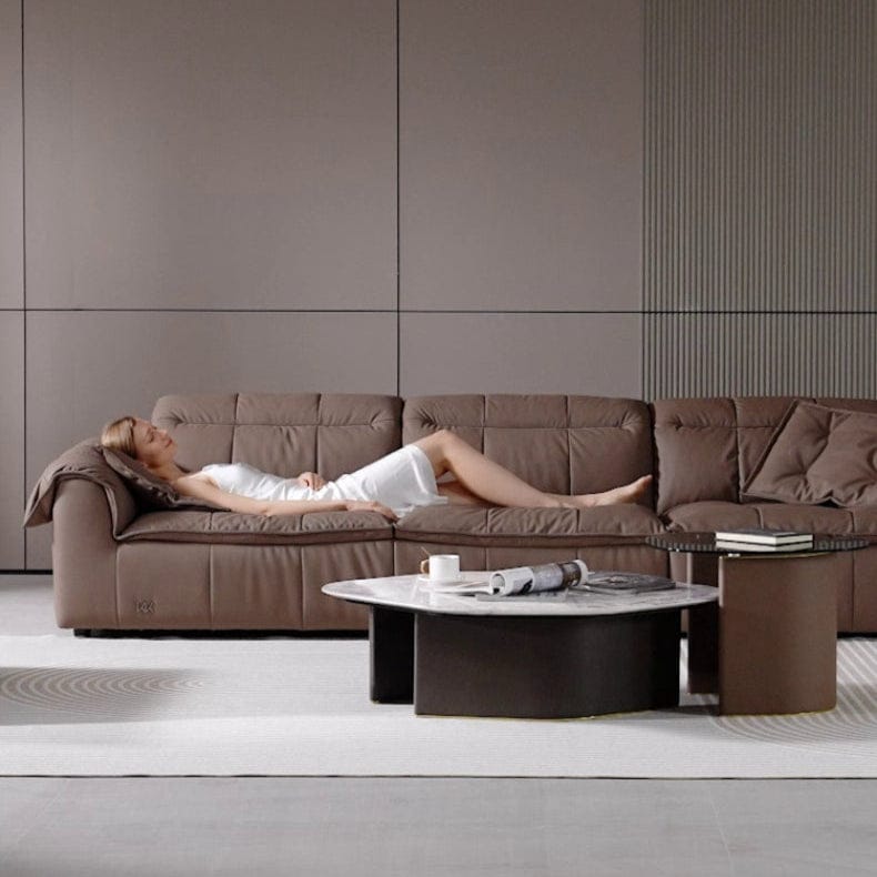 KUKA #1199 3-Seater Minimalist Design Top Grain Leather Sofa (Factory Direct) picket and rail